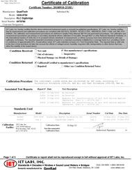 Контрольный сертификат калибровки NIST (входит в комплект)